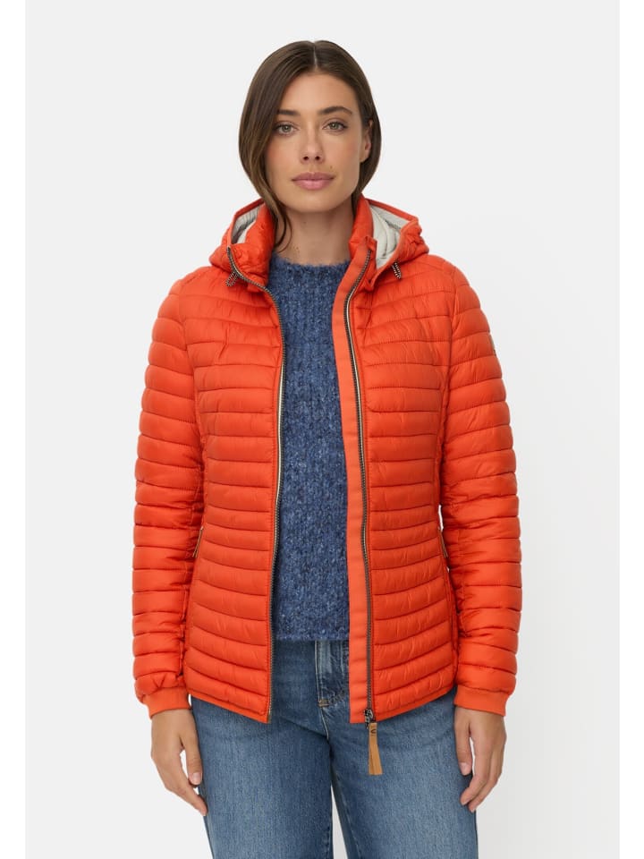 Winddichte Jacke mit seitlichem Strick-Einsatz in Orange