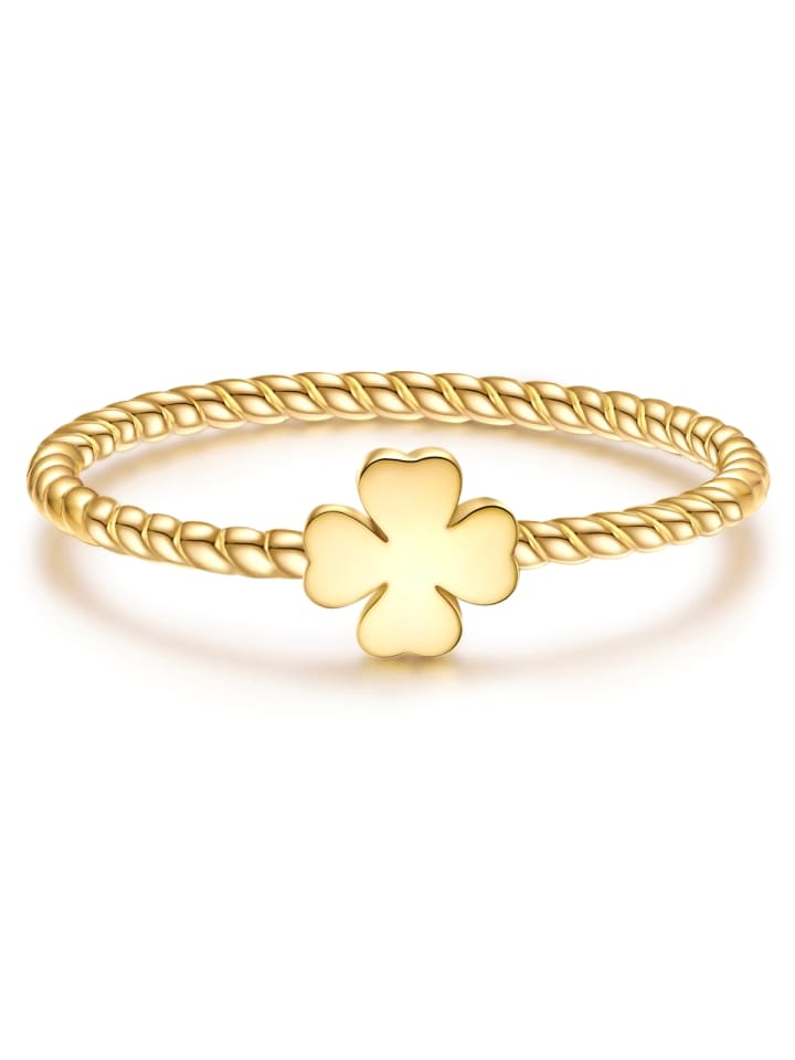 Ring Kleeblatt aus Sterling Silber in gelbgold