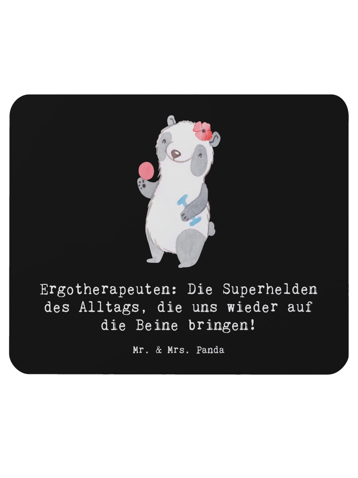 Mousepad Ergotherapeutin Superhelden mit Spruch in Schwarz