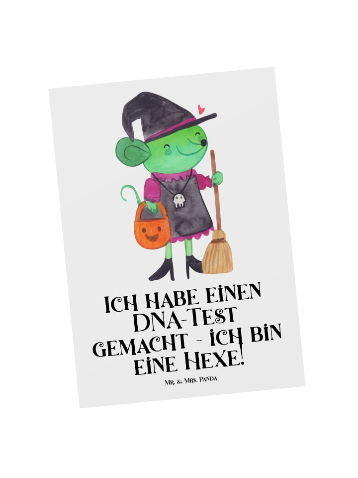 Ansichtskarte Halloween Hexe mit Spruch in Weiß