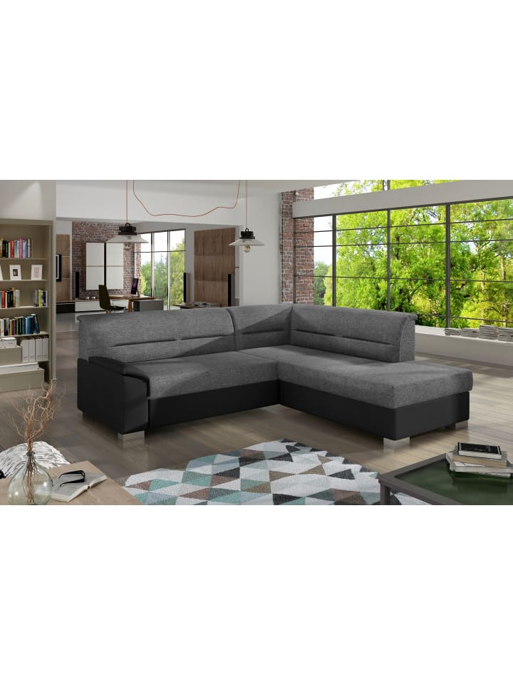 Bergamo Recamiere Rechts in Grau - (L) 214 x (B) 247 x (H) 83 cm