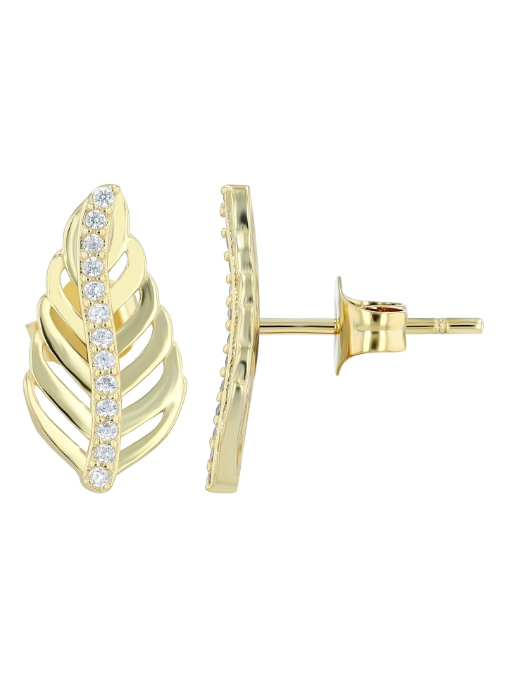 Damen Ohrringe – Ohrstecker aus 925 Silber mit Zirkonia in gold
