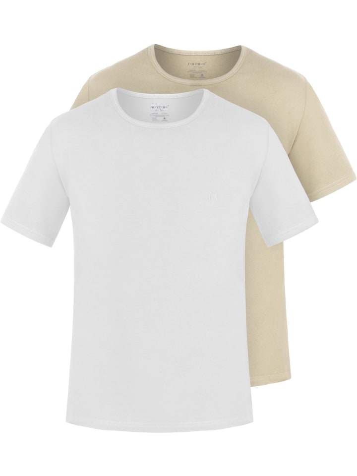 2er Set Herren T-Shirts aus Bio-Baumwolle Nyons in Beige/Weiß