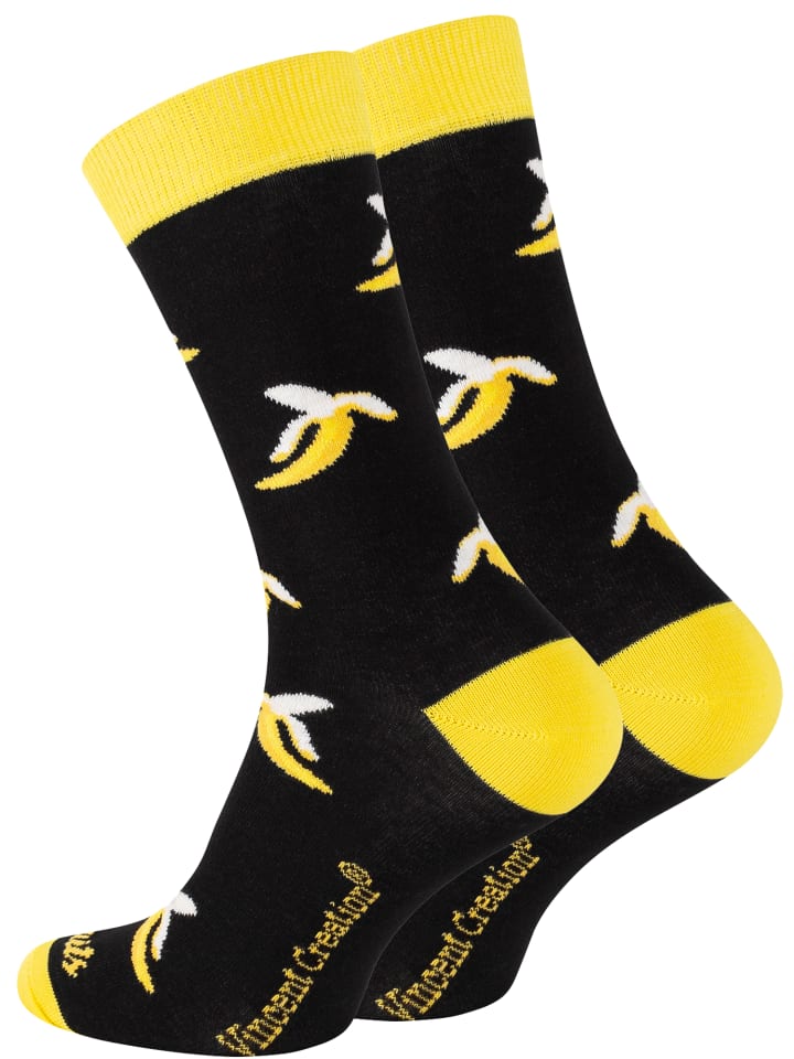 Bunte Fun Socken Farbenfrohe Freizeitsocken Damen & Herren in Banane
