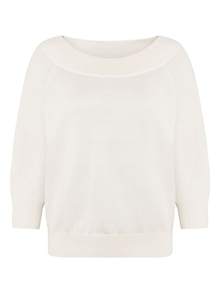 Strickpullover mit Carmenausschnitt in Offwhite