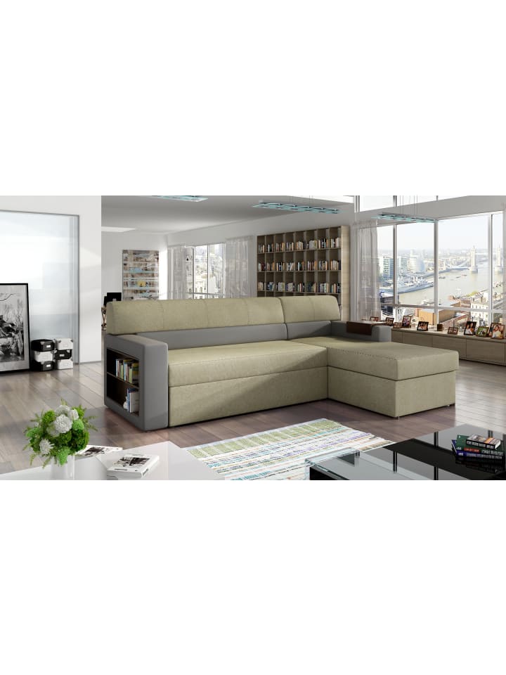 Narkos Recamiere Rechts in Taupe - (L) 160 x (B) 250 x (H) 85 cm