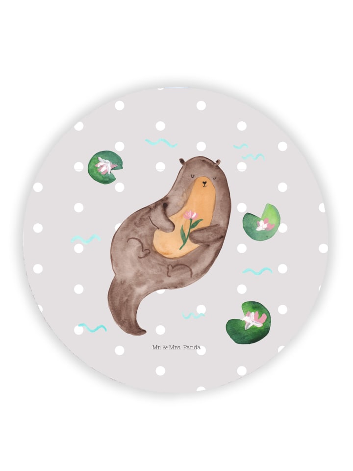 Magnet Otter Seerose ohne Spruch in Grau Pastell