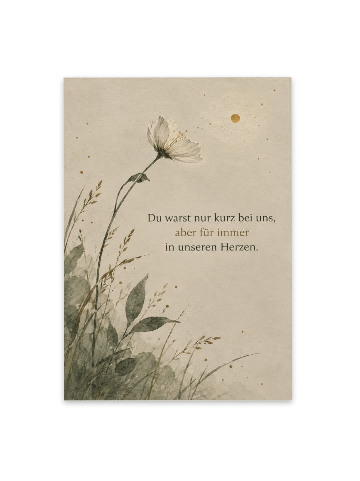 Trauerkarte Blume zart Design mit Spruch in Weiß