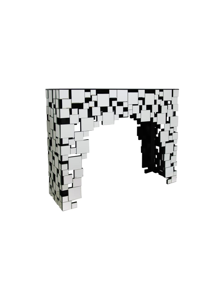 Konsolentisch 111x91 cm modernes Mosaikdesign aus Spiegelglas in Verspiegelt