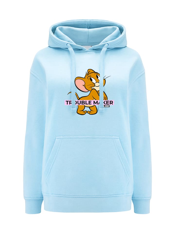 Damen Kapuzenpullover Tom & Jerry in Hellblau