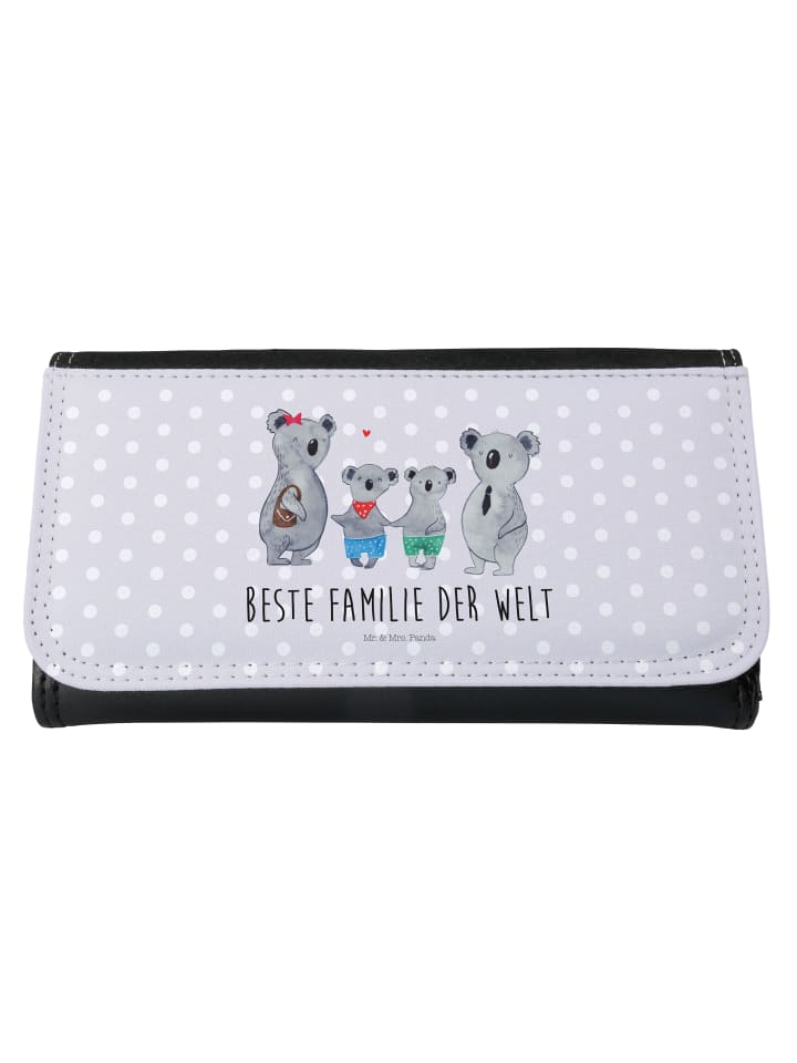 Geldbörse Koala Familie zwei mit Spruch in Grau Pastell