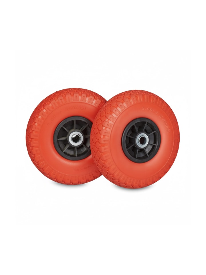2x Sackkarrenrad in Rot/ Schwarz - 3.00-4"