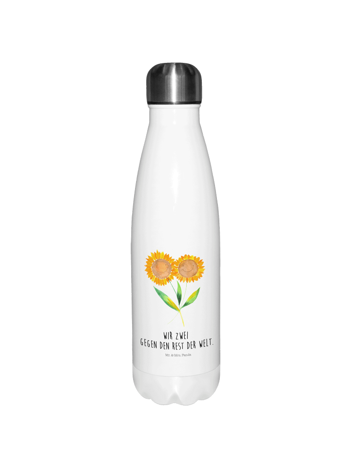 Thermosflasche Blume Sonnenblume mit Spruch in Weiß