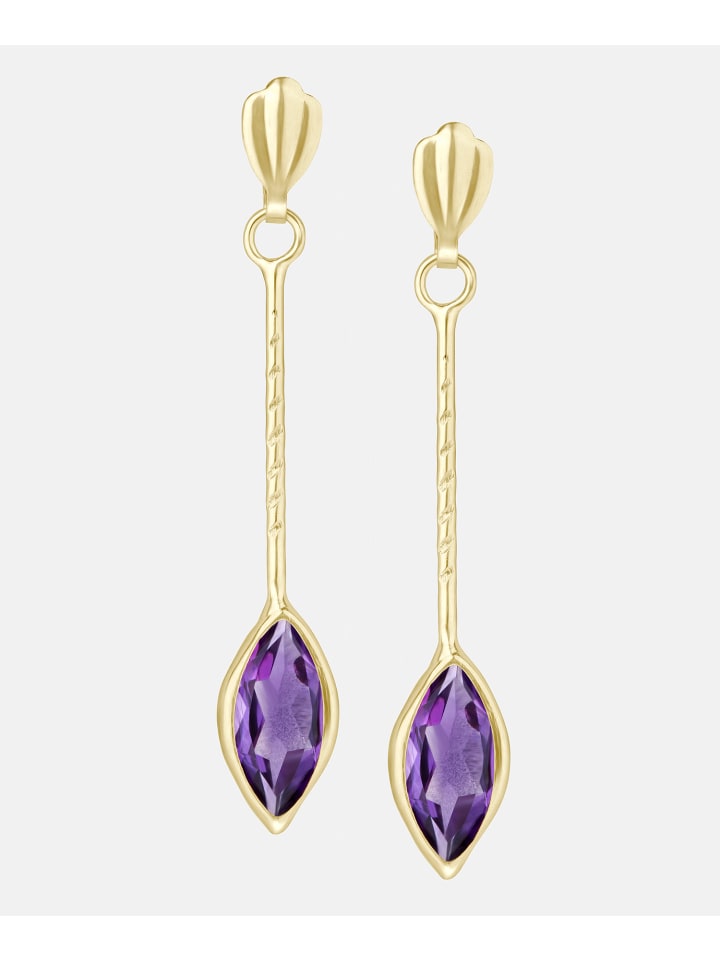 Ohrhänger aus 375 Gelbgold mit Amethyst