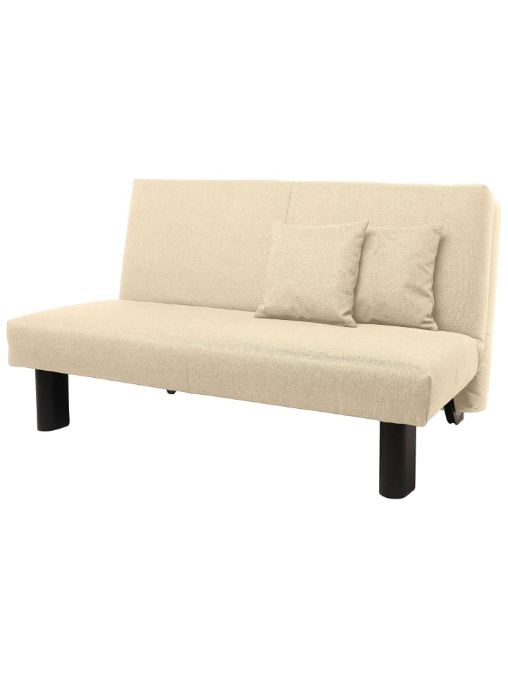 FALTSOFA Kalomira Bezug Flachgewebe Metall schwarz / beige