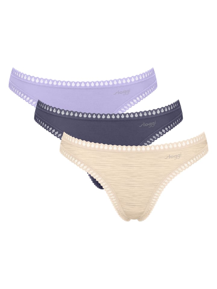 String 3er Pack in Lila/Beige