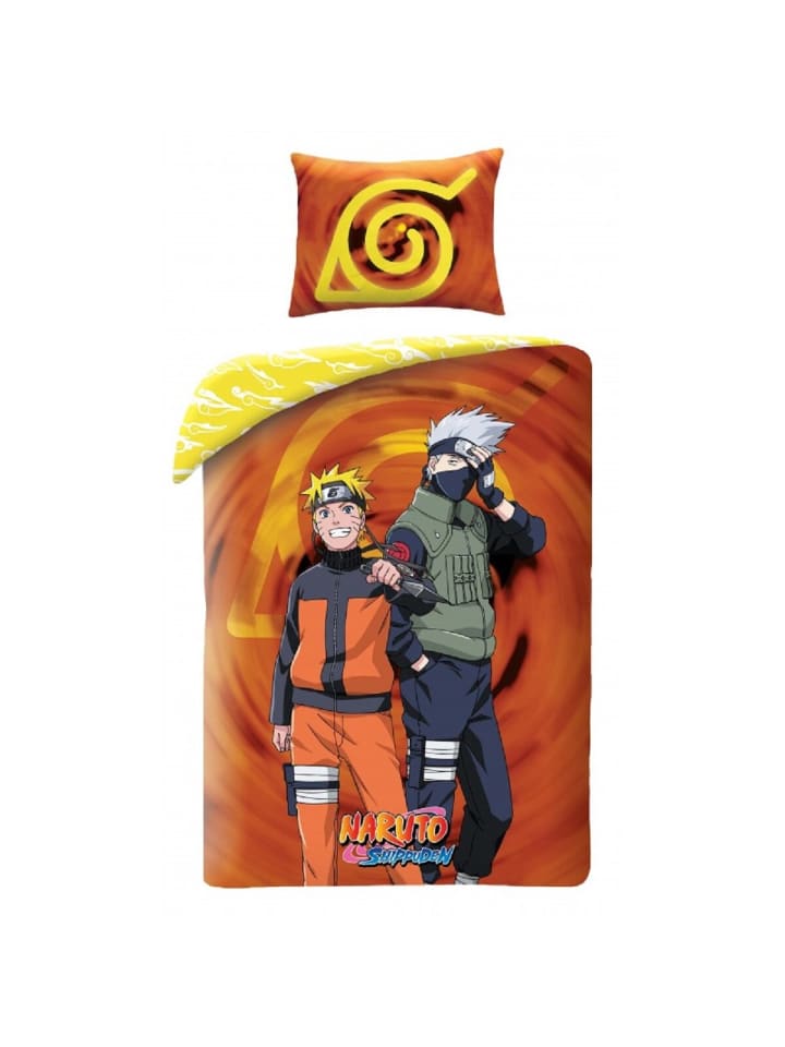 Naruto Bettwäsche Set aus Baumwolle Bettdeckenbezug 140 × 200 cm in Orange
