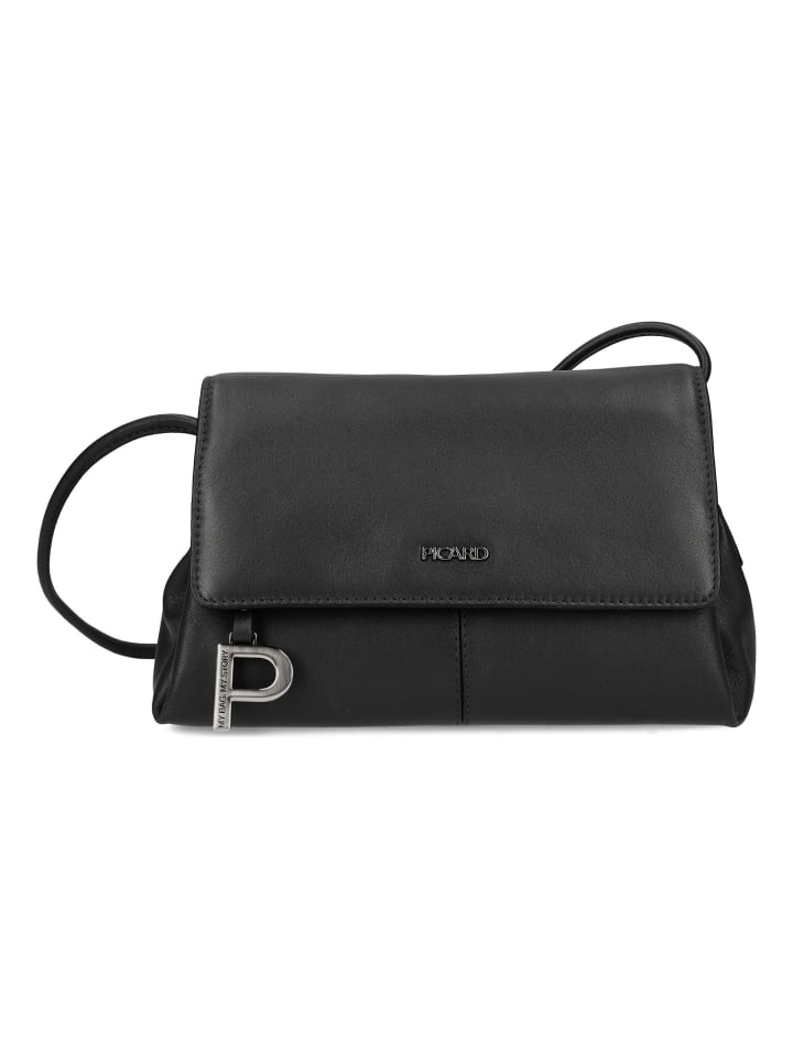 Boom Schultertasche Leder 20 cm schwarz