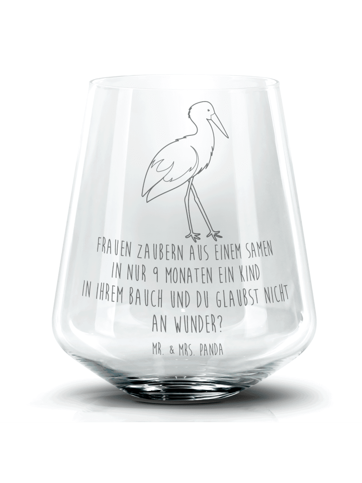 Tumbler Storch mit Spruch in Transparent