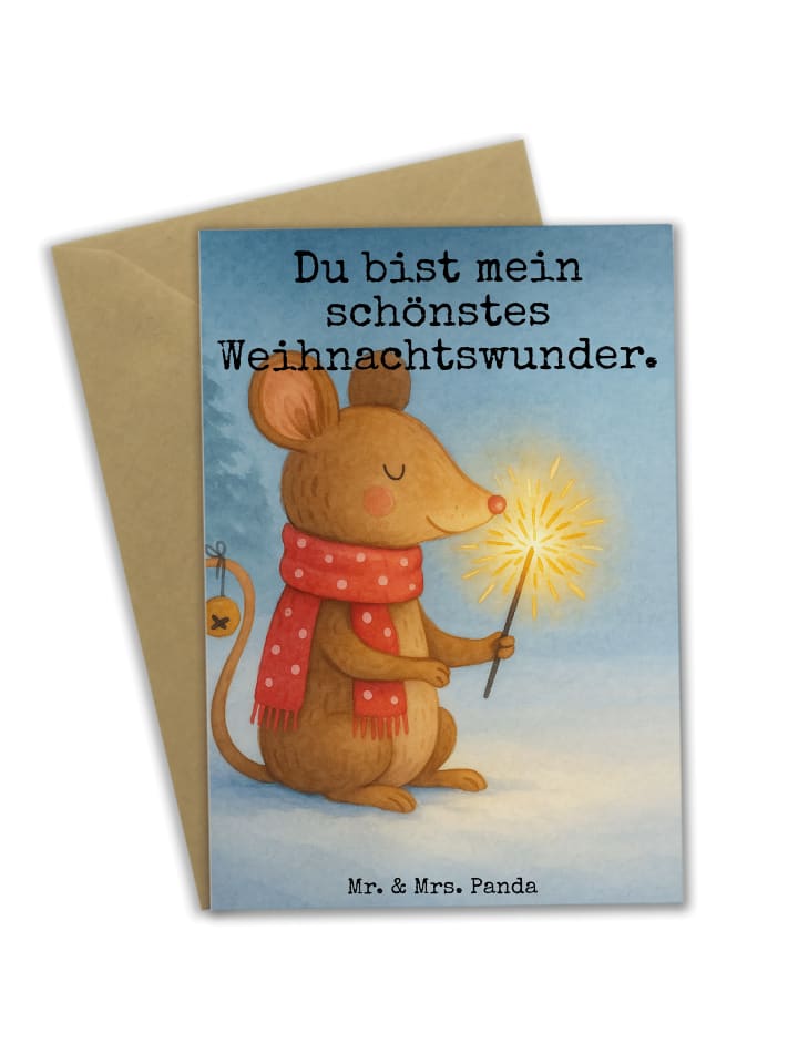Klappkarte Maus Weihnachten Design mit Spruch in Weiß