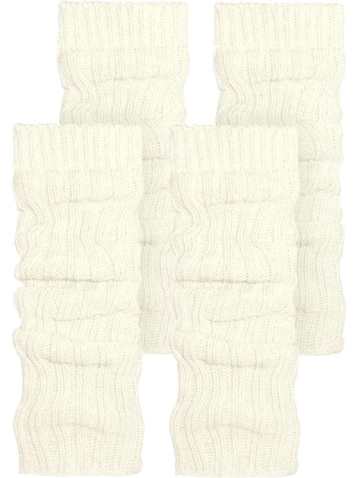 2 Paar Strickstulpen mit wärmender Alpakawolle in Wollweiß