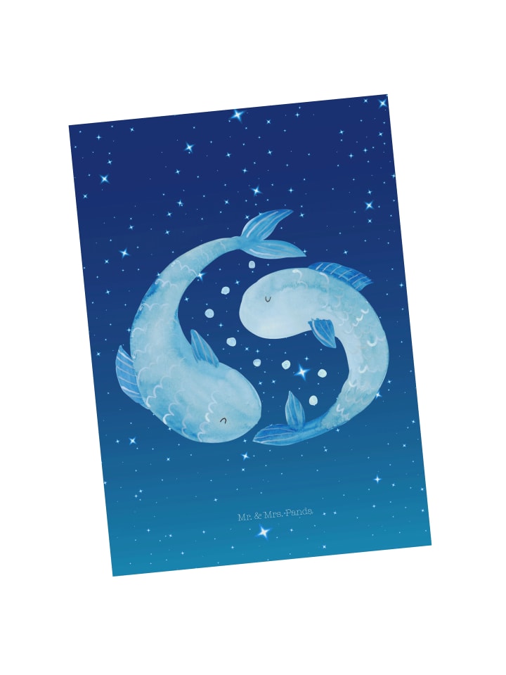 Postkarte Sternzeichen Fische ohne Spruch in Sternenhimmel Blau