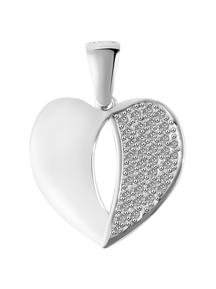 Damen Anhänger Herz aus 925 Silber mit Zirkonia in silber