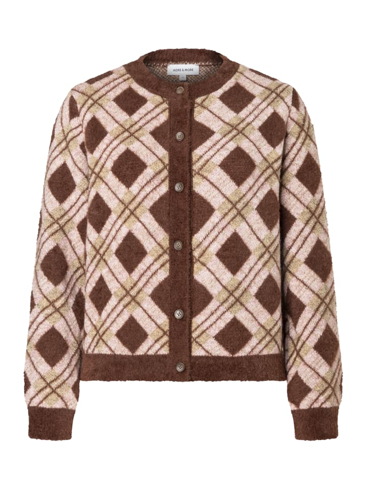 flauschige Rauten-Strickjacke in argyle