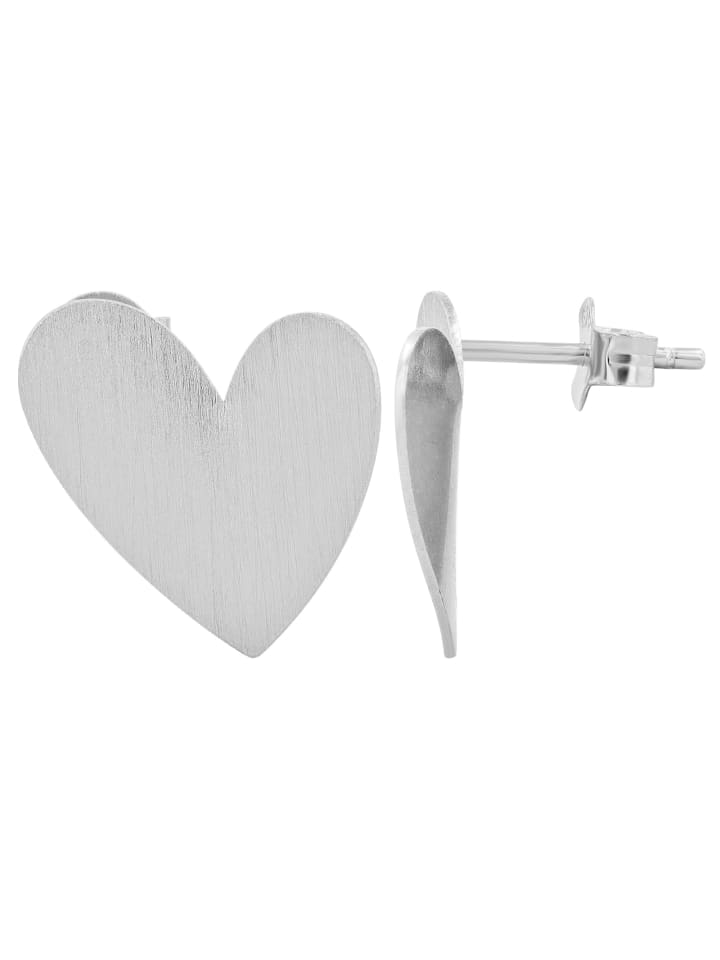Damen Ohrstecker Herz aus 925 Silber in silber