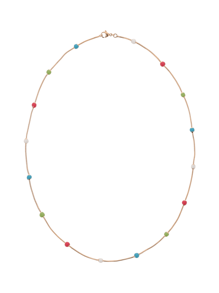 Women Necklace With Beads in Rose Gold Multicolor