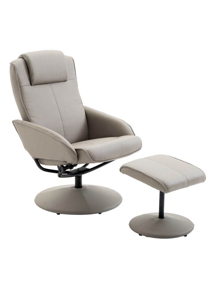 Relaxsessel mit Hocker in Grau 78L x 67B x 98H cm