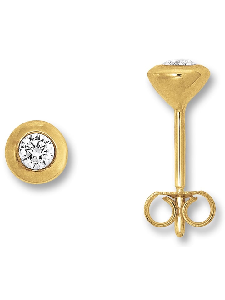 Zirkonia Zarge Ohrringe Ohrstecker aus 333 Gelbgold in gold