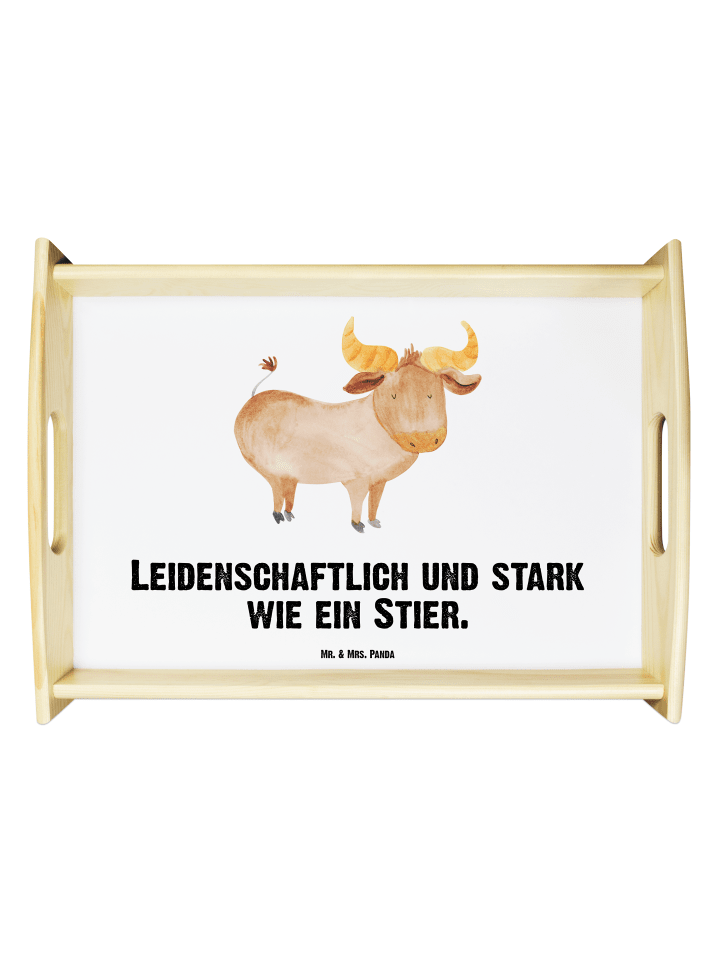 Tablett Sternzeichen Stier mit Spruch in Weiß