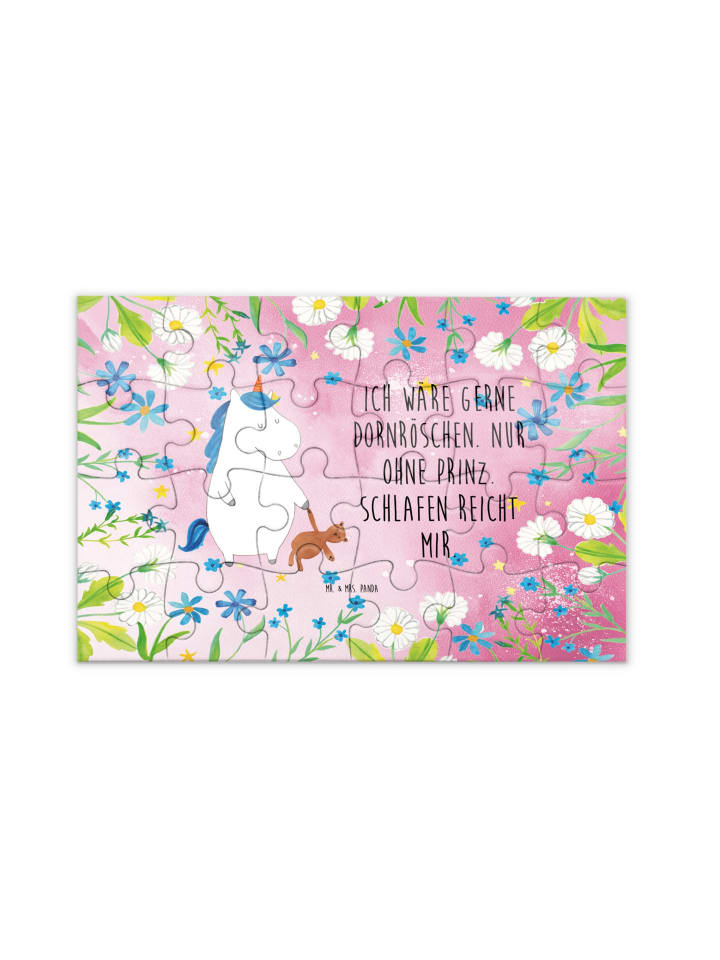 Puzzle Einhorn Teddy mit Spruch in Rot Pastell