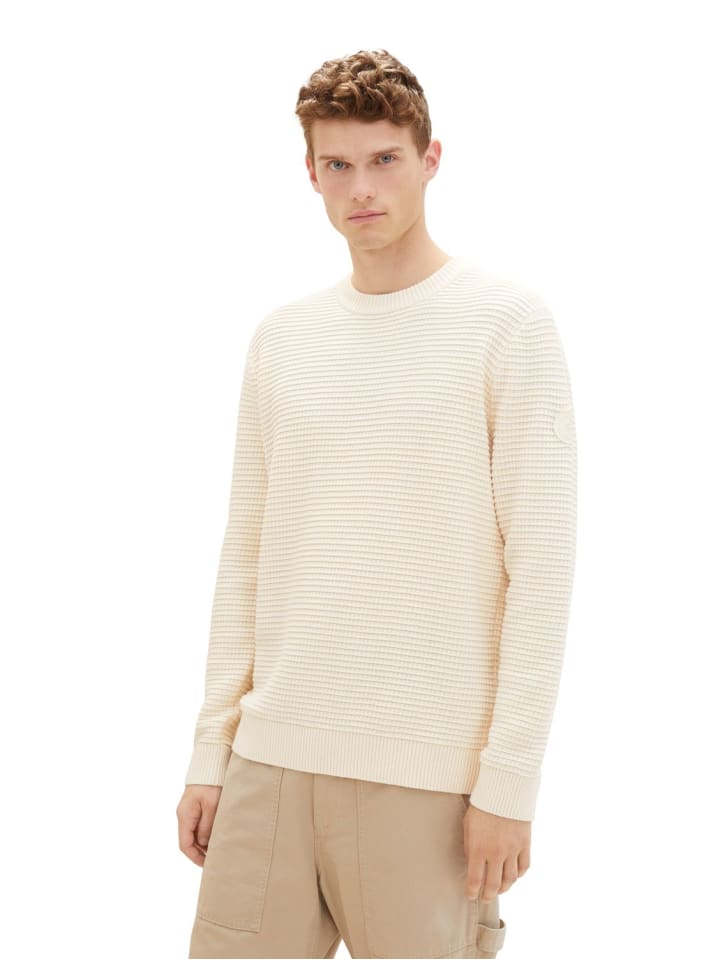Pullover STRUCTURED CREWNECK KNIT in Beige