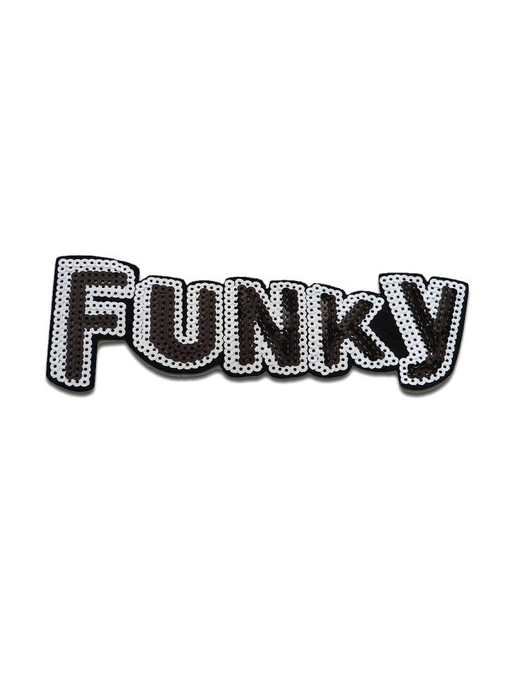 Funky Mit Pailletten ComicApplikation Bügelbild inSchwarz