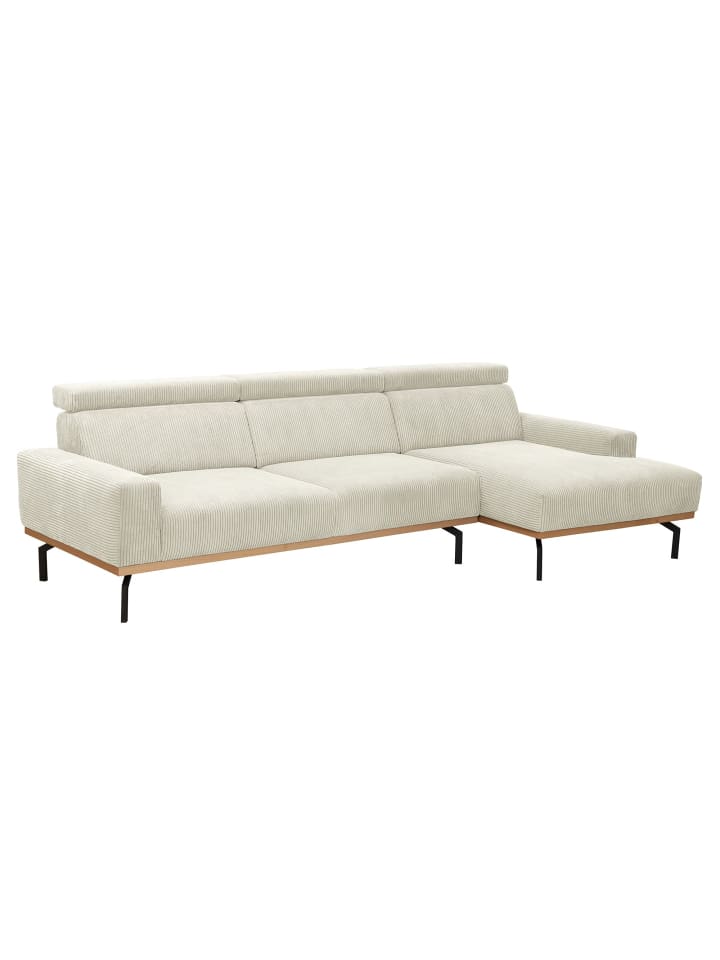 SOFA mit Longchair rechts Katrien Cordstoff creme