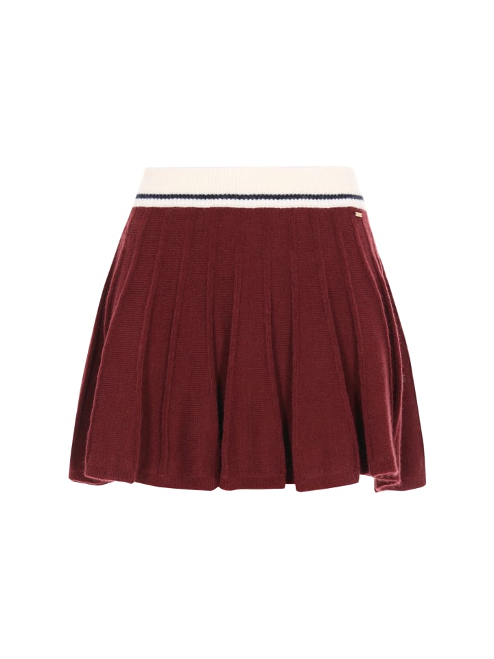 Women Skirt in wine red navy offwhite