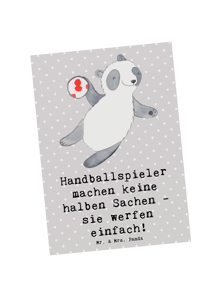 Postkarte Handball Wurf mit Spruch in Grau Pastell