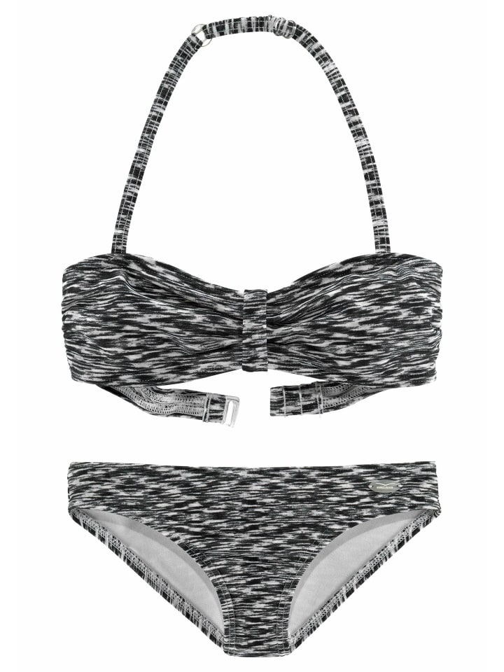 Bandeau-Bikini in schwarz-weiß