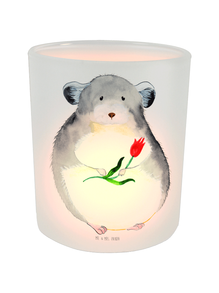 Windlicht Chinchilla Blume ohne Spruch in Transparent