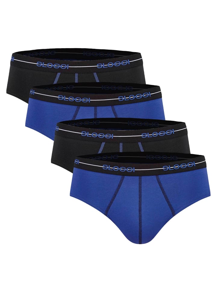 Slip 4er Pack in Schwarz/Blau
