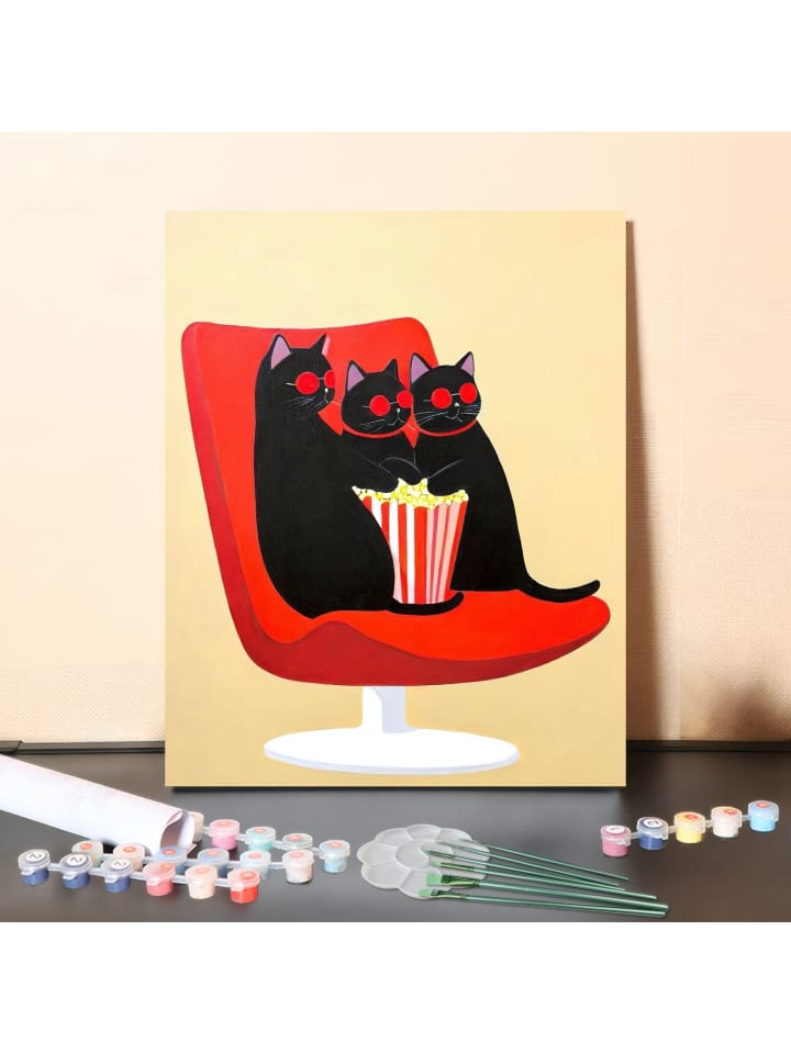 DIY Malen nach Zahlen Set-"Movie Cats"