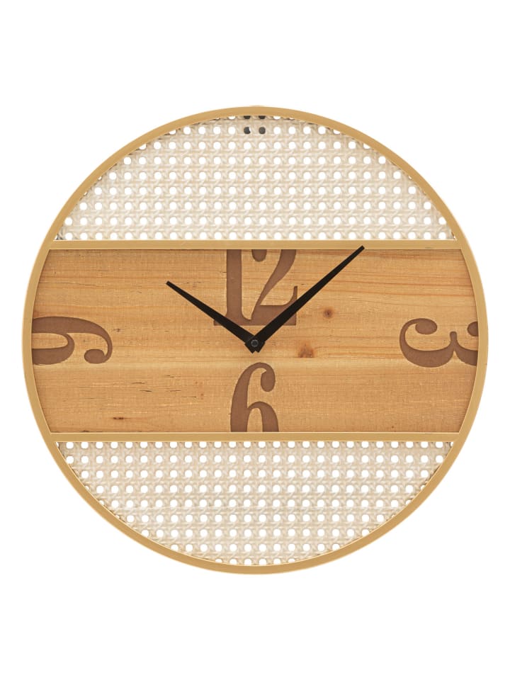 Runde braune Wanduhr aus Holz, Ø 50 x 3,5 cm