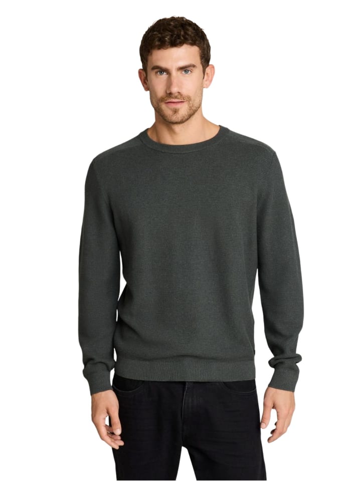 Pullover STRUCTURED CREWNECK KNIT in Oliv