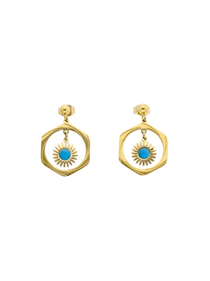 Women Earrings in Gold Turquoise