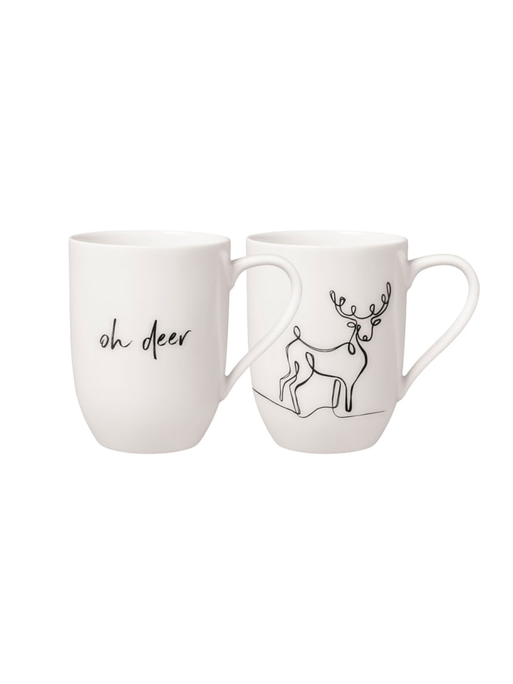 2er Set Kaffeebecher XMAS Statement in Weiß 280 ml