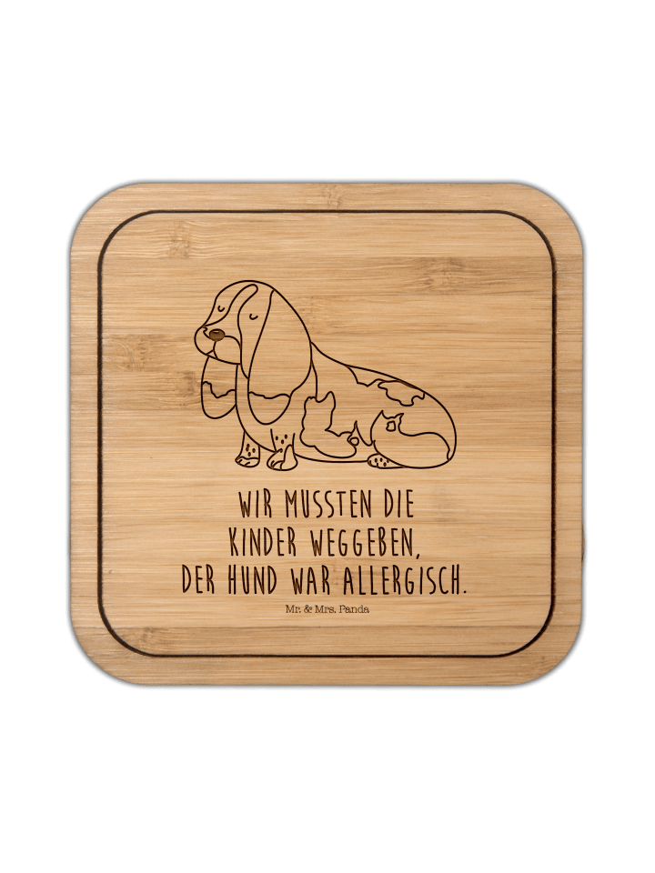 Bierdeckel Hund Basset Hound mit Spruch in Transparent