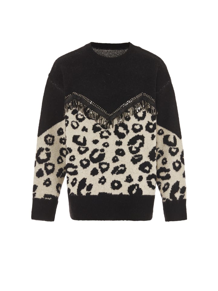 Damen Strickpullover in Schwarz Beige