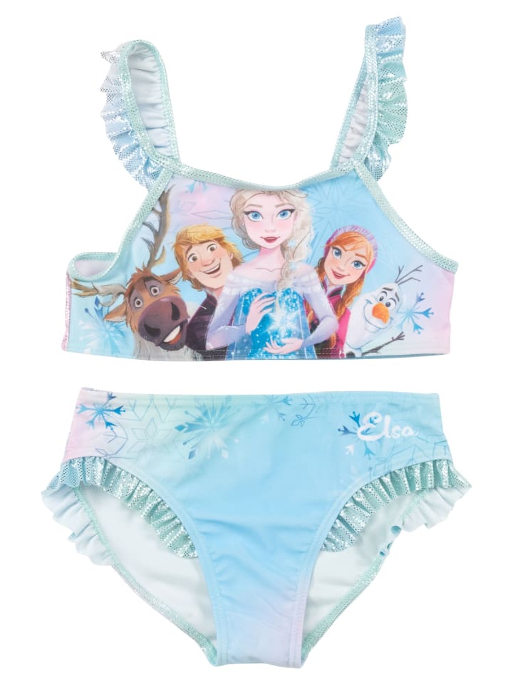 Disney Die Eiskönigin Bikini mit Rüschen Elsa Frozen Zweiteiler in blau